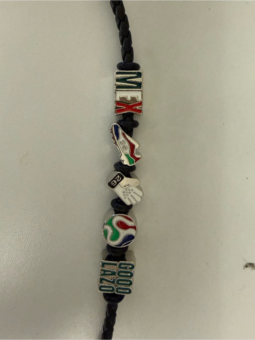 FIFA Soccer Charm Braided Leather Bracelet with Multicolor Enamel Charms - Picture 7 of 10